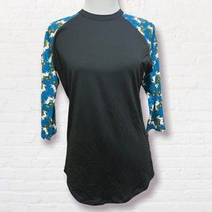LulaRoe Randy Raglan Tee Unicorn Theme. Excellent condition
